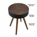 Round Coffee Table With Carved Top For Living Room