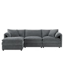 Modular Sectional With Deep And Wide Seat, Cloud Couch Set With Double Cushions Sofa With Movable Ottoman by HouseOfZazla