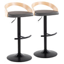 Grotto - Contemporary Adjustable Barstool With Swivel & Rounded T Footrest (Set of 2) by HouseOfZazla