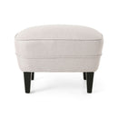 Stylish Club Chair And Ottoman Set With Birch Legs - Wheat