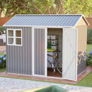 8'x6' Large Steel Storage Shed with Window, Lockable Doors & Sloped Roof, Heavy Duty Outdoor Tool Shed for Garden, Patio, Backyard, Lawn - Dark Gray by Montret