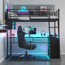 Loft Bed With LED Desk And 4 Storage Shelves by Unique Piece Furniture