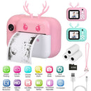 Kids Instant Print Camera 2.4in Digital Zero Ink Selfie Camera 1080P HD Video Recorder Toddler Camera with Dual Lens 3 Roll Print Papers Cute Stickers