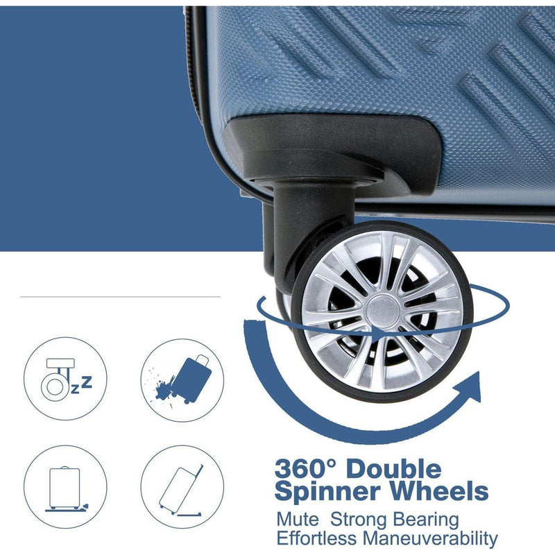 2Piece Luggage Sets ABS Lightweight Suitcase, Spinner Wheels, (20/14) BLUE