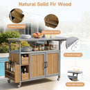 54.33" Farmhouse Rolling Outdoor Kitchen Cart