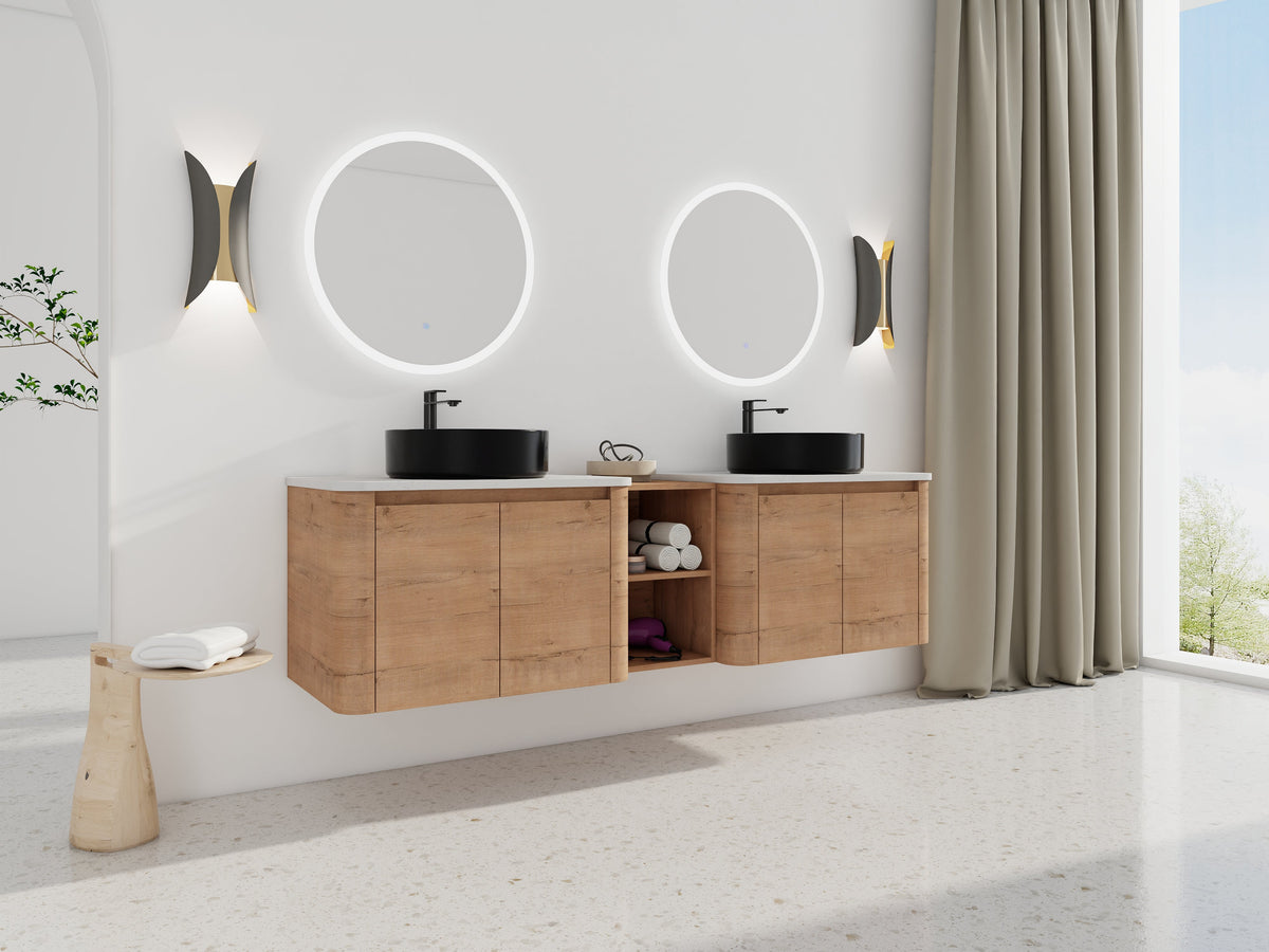 72" Wall-Mounted Bathroom Vanity With Ceramic Art Sink, photo 5 of 10