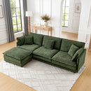 L-Shaped Sectional Sofa With Ottoman, Convertible 4 Seater Couch