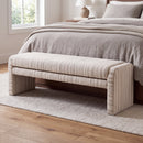 62.2 Inch Striped Upholstered Ottoman Bench