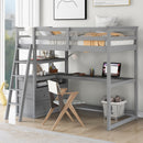 Modern Loft Bed With Built In Desk, Shelves, And 2 Drawers by HouseOfZazla