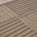 Transitional Acacia Wood Dining Table With Slat Panel Top - Gray