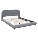 Upholstered Platform Bed With Thick Solid Frame And Stylish Curve-Shaped Design