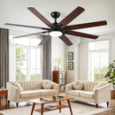 Large Ceiling Fans With Lights And Remote, Indoor / Outdoor Modern Ceiling Fan For Kitchen Living Room Patio, 6 Speed Reversible Quiet DC Motor, Dual Finish 8 Blades - Black by HouseOfZazla
