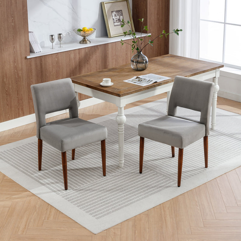 Accent Chairs Set of 2, Velvet Chairs with Solid Woood, Upholstered Dining Chairs for Living Room, Kitchen, Bedroom, Beauty Room,Dining room- Grey