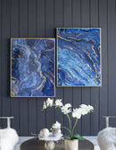 Framed Art Panels, Unique Marbled Design (Set of 2) - Blue by HouseOfZazla