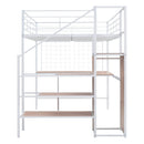 Loft Bed With Desk And Grid, Stylish Frame With Lateral Storage Ladder And Wardrobe by HouseOfZazla