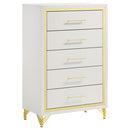 Chesney - 5 Drawer Chest With Trim - White