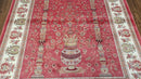 4 x 6 Silk Carpet Red, Traditional Oriental Rug 4x6, Flower Vase Columns, Turkish Rug New, High Quality, Bamboo Silk, Area Rug