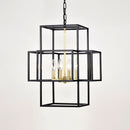 4 Light Metal Lantern Tiered Pendant Hanging Light Fixtures, Industrial Farmhouse Adjustable Height Chandeliers For Dining Room Hallway Foyer Entryway (E12 Bulbs Not Included) by HouseOfZazla