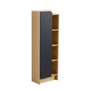 Tall Freestanding Bathroom Side Cabinet With Single Door & 4 Tier Open Shelves - Black / Light Oak / White by HouseOfZazla