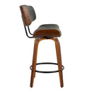 Lombardi - Mid-Century Modern Fixed Height Counter Stool With Swivel With Round Footrest (Set of 2) by HouseOfZazla