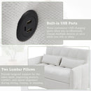 Loveseat Sofa Pull-Out Bed With Adjustable Backrest, 3 USB Ports And 2 Lumbar Pillows For Living Room