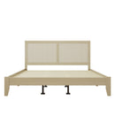 Solid Wood Platform California King Bed With Rattan