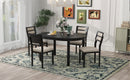 5-Piece Multifunctional Dining Table Set, Farmhouse Dining Set with Extendable Round Table,Two Small Drawers and 4 Upholstered Dining Chairs for Kitchen and Dining Room (Black)