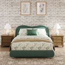 Queen Size Upholstered Platform Bed Frame with Rounded Corners Curved Headboard by HouseOfZazla