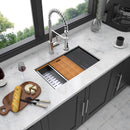 Workstation Kitchen Sink 30" X 18" X 10" Single Bowl Undermount 16 Gauge - Gunmetal Black by HouseOfZazla