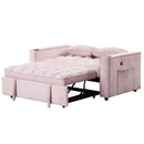 55.3" 4-1 Multi-functional Sofa Bed with Cup Holder and USB Port for Living Room or Apartments Pink