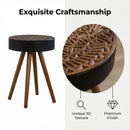 Round Coffee Table With Carved Top For Living Room