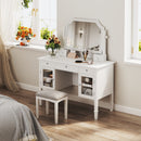 Elegant Makeup Vanity Desk With Adjustable Mirror And Storage And Construction - White by Unique Piece Furniture
