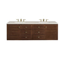 James Martin Amberly 72" Dual Mount Double Bathroom Vanity, Mid-Century Walnut