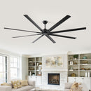 Industrial DC Motor Ceiling Fan, Large Ceiling Fan With 8 Reversible Blades, 5 Speed Remote Control, Home Or Commercial Ceiling Fans For Porch / Garage / Shop - Black by Unique Piece Furniture