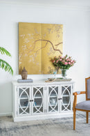 Cherry Blossom Wall Art Panels, Wall Decor For Living Room Dining Room Office Bedroom (Set of 2) - Gold by HouseOfZazla