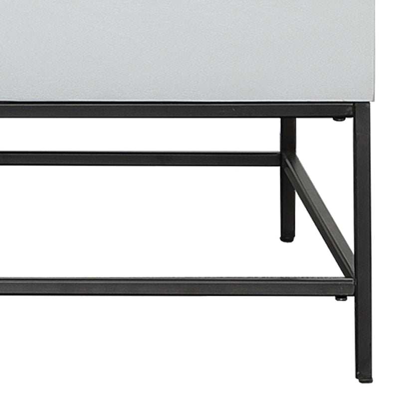 45 Inch Rectangular Mango Wood Coffee Table, Lift Top Storage, Iron Frame, White, Black