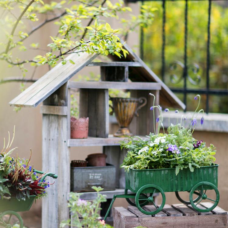 Decorative Planter Cart Green Metal Cart Planter