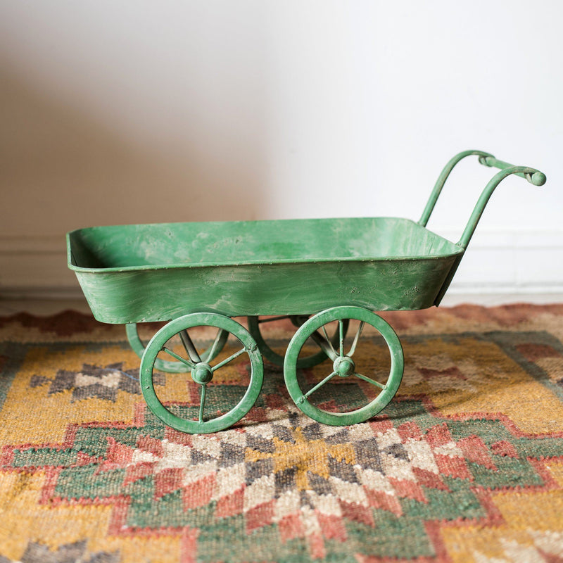 Decorative Planter Cart Green Metal Cart Planter