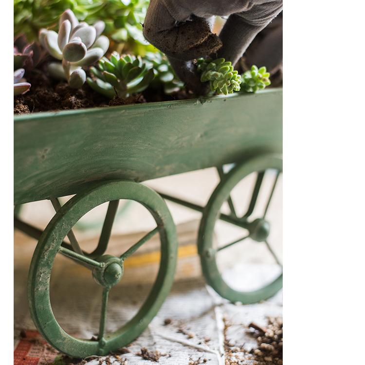 Decorative Planter Cart Green Metal Cart Planter