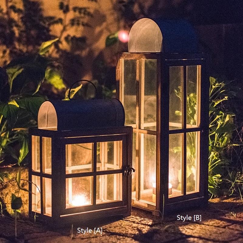 Decorative Table Lantern Wooden Glass Lantern