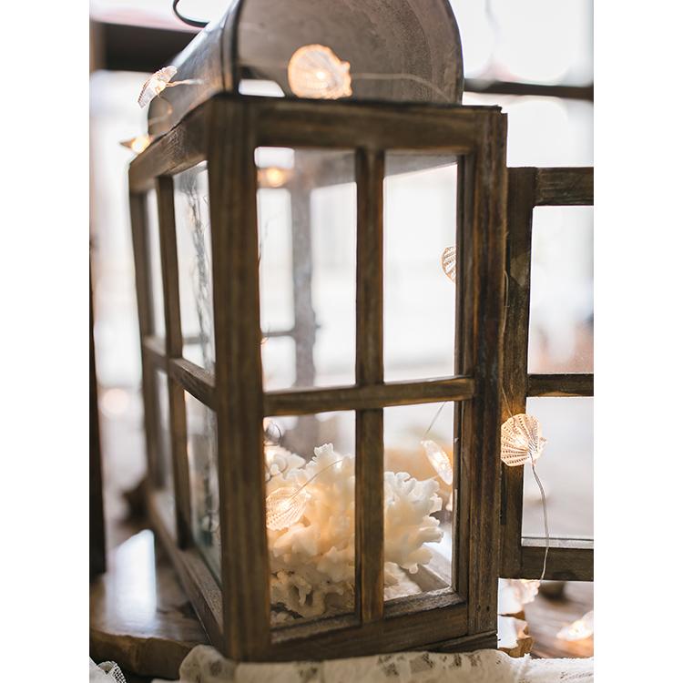 Decorative Table Lantern Wooden Glass Lantern