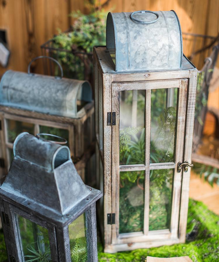 Decorative Table Lantern Wooden Glass Lantern