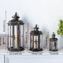 Set of 3-20.5''&14"&10"H Candle Lanterns(Black with Gold Brush)