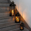 Set of 3-20.5''&14"&10"H Candle Lanterns(Black with Gold Brush)