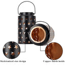 Set of 2 8"H Metal Candle Lanterns with Handle(Hollow Stars) by JHY DESIGN