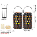 Set of 2 8"H Metal Candle Lanterns with Handle(Hollow Stars) by JHY DESIGN