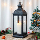 19" High Rustic Metal Candle Lantern (Black)