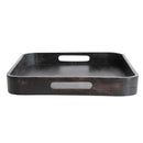 Decorative Mango Wood Tray with Handles, Black