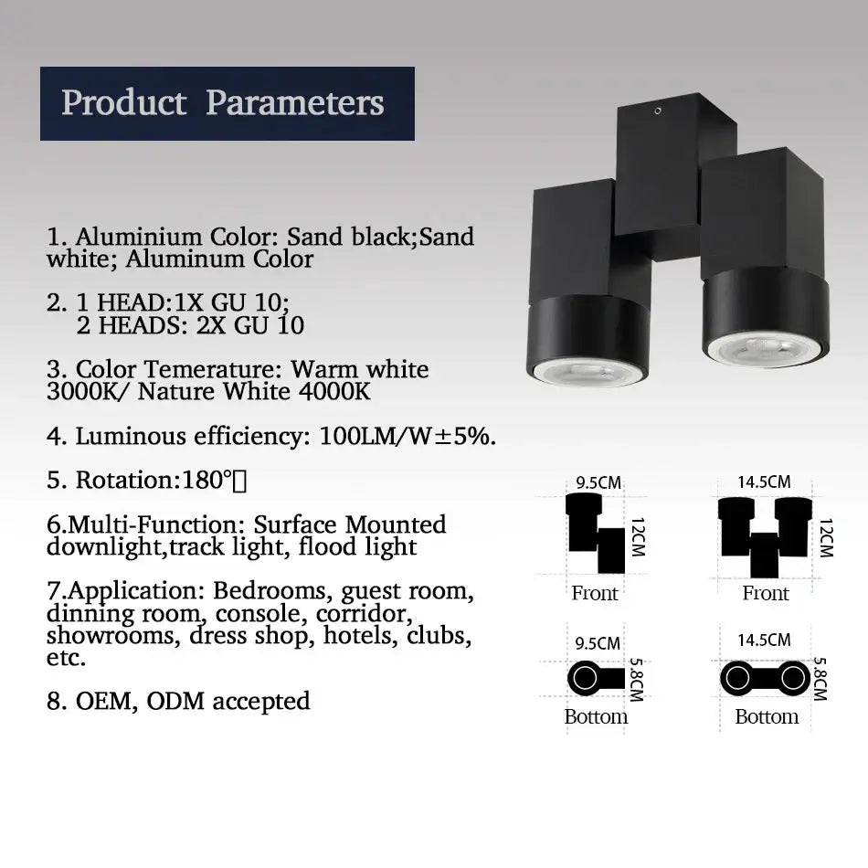 GobekUsa 180 Adjustable LED GU10 Downlight Surface Mount Spotlight, photo 4 of 6