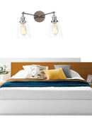 GobekUsa 2 Head LED Wall Lamps Iron Glass Bedroom Stair Light Fixtures